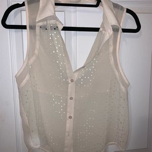 White open back blouse with cutouts